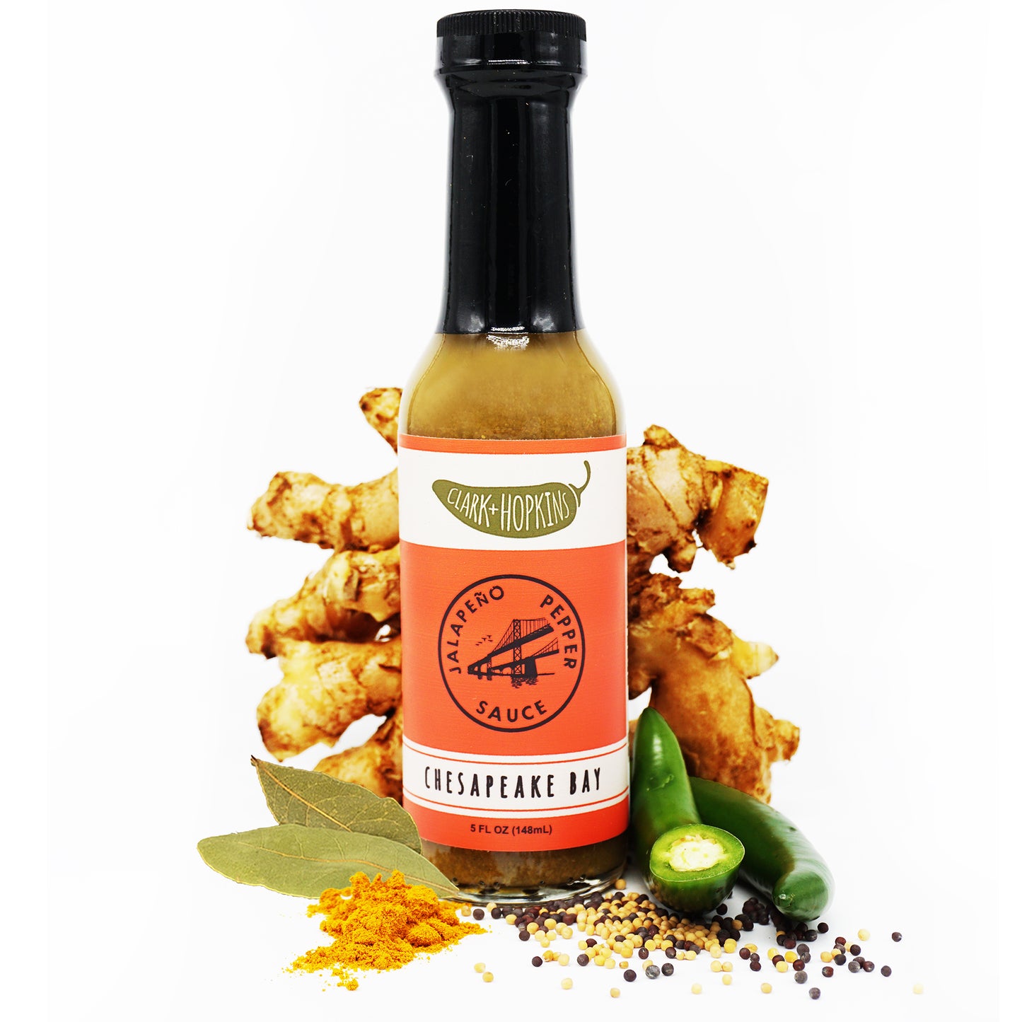 CHESAPEAKE BAY front bottle bay leaves jalapeno ginger root mustard seeds celery seeds turmeric