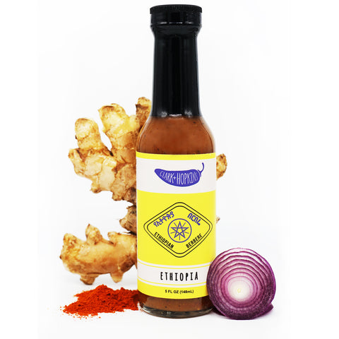ETHIOPIA front bottle berbere spices red onion ginger root